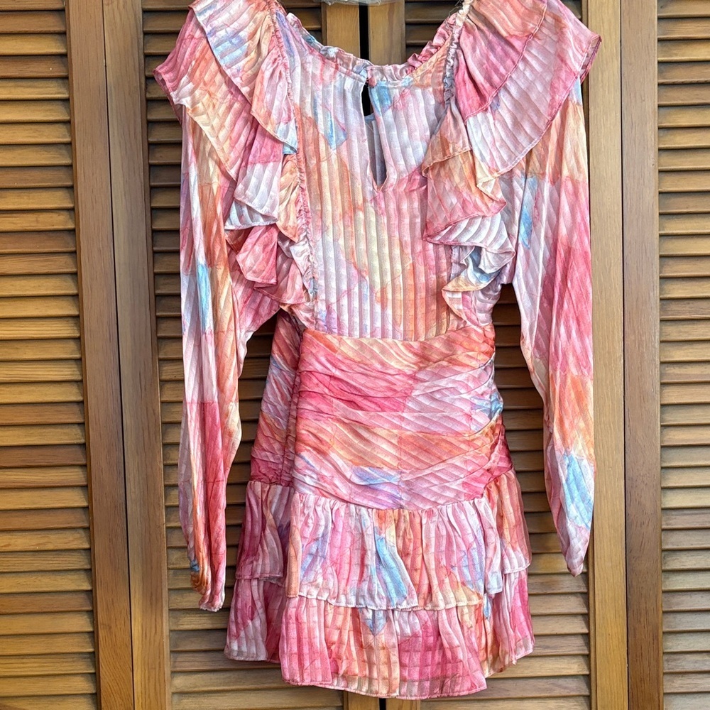 LoveShackFancy Pink Multi Ruffled Mini Dress - Picture 6 of 9